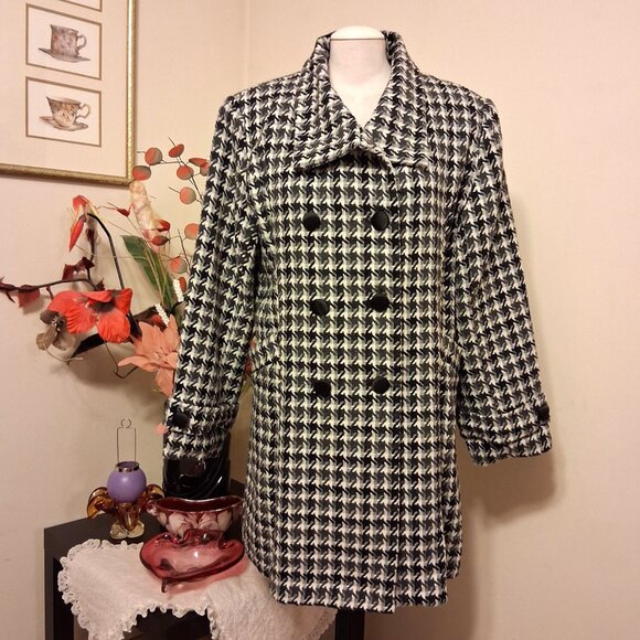 NEW Women’s Gray Black Double-Breasted Lined Trench Coat Winter Outerwear 16 XL - Picture 5 of 10